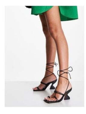 ASOS Design Helix Black Lace-Up Strappy Heeled Sandals
